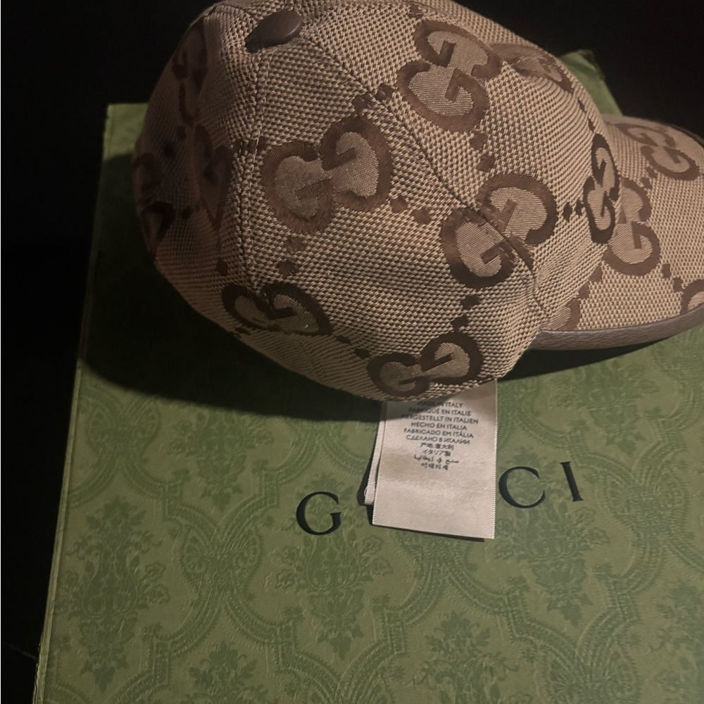 Gucci Tan and Brown Monogram Hat